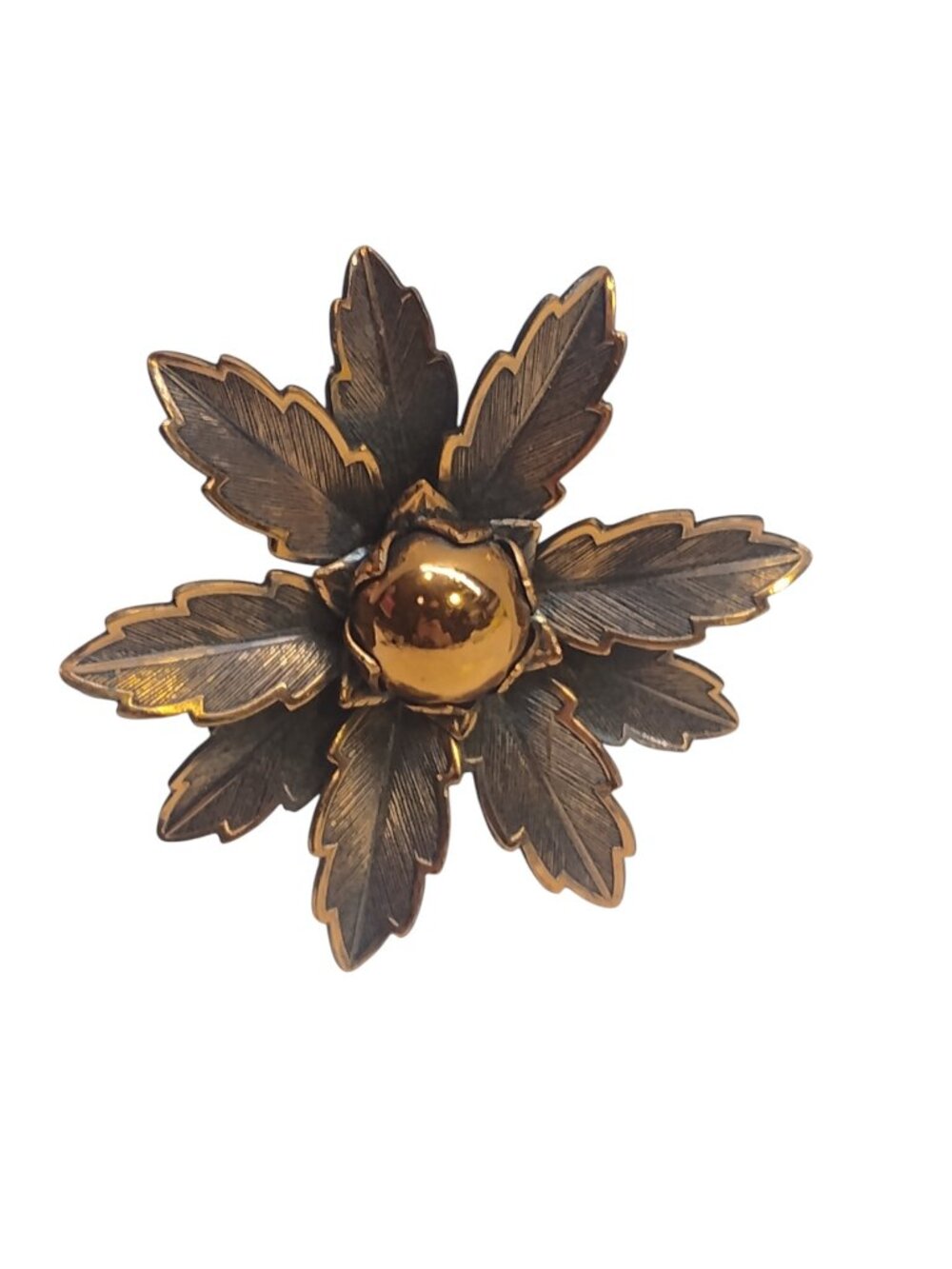Vintage Retro Copper by Bell Brooch Pin Flower Jewelry Signed